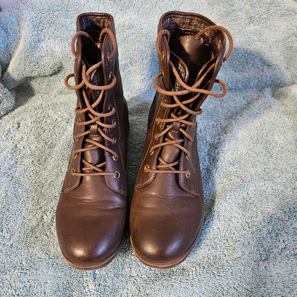ROCK & CANDY Spraypaint Chocolate Brown Lace-up Combat Moto Biker Boots Size 9.5